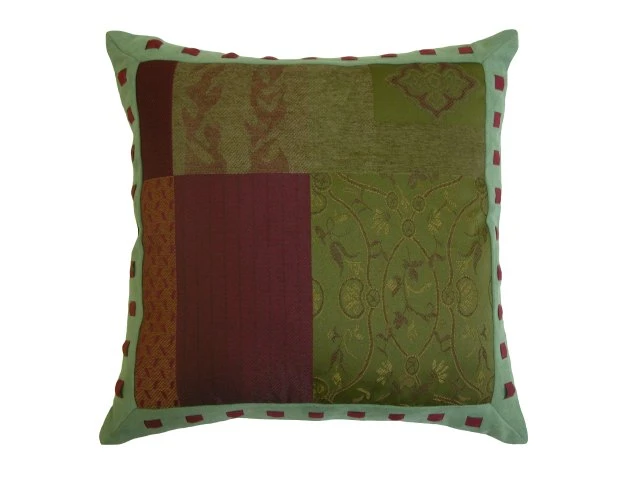 Poszewka TEXAS F6-869 w zielono-bordowy patchwork – widok całości