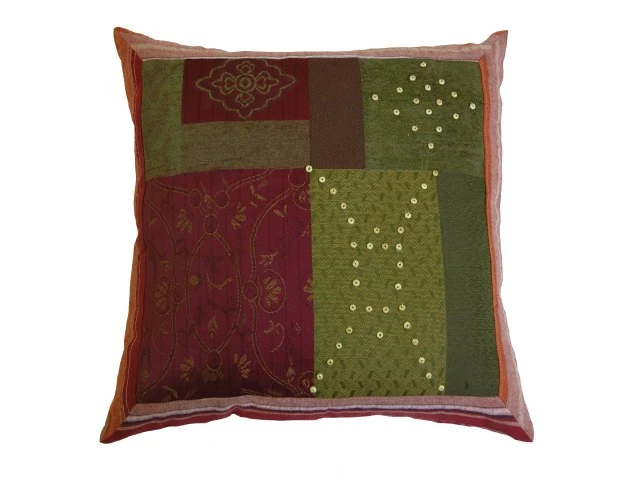 Poszewka TEXAS F6-875 w zielono-bordowy patchwork – widok całości