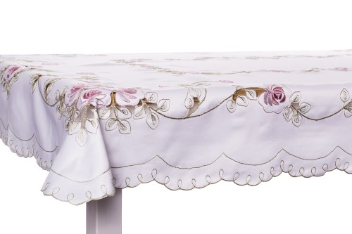 Obrus haftowany ELEGANT F5F6-283 (biały) – widok całości