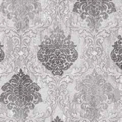 Cerata w rolce MOD-6203-02 szare ornamenty na bieli – zbliżenie wzoru
