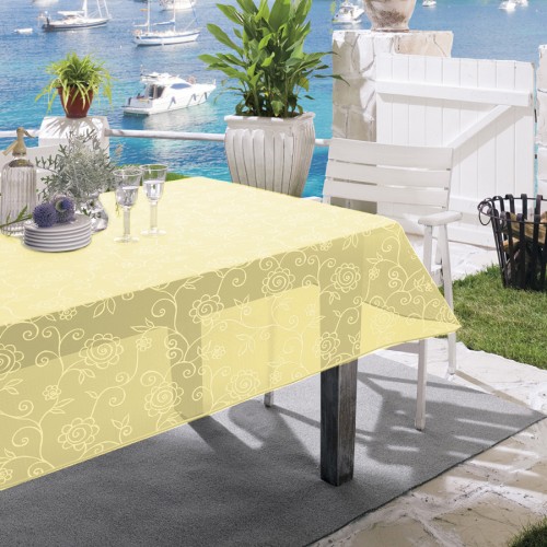 Obrus ogrodowy CAPRI, ecru – aranżacja na stole ogrodowym