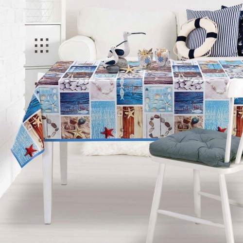 Cerata w rolce MOD-6126-00 morski patchwork z rozgwiazdami – aranżacja stołu