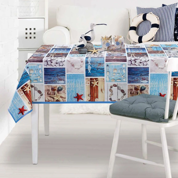 Cerata w rolce MOD-6126-00 morski patchwork z rozgwiazdami – aranżacja stołu