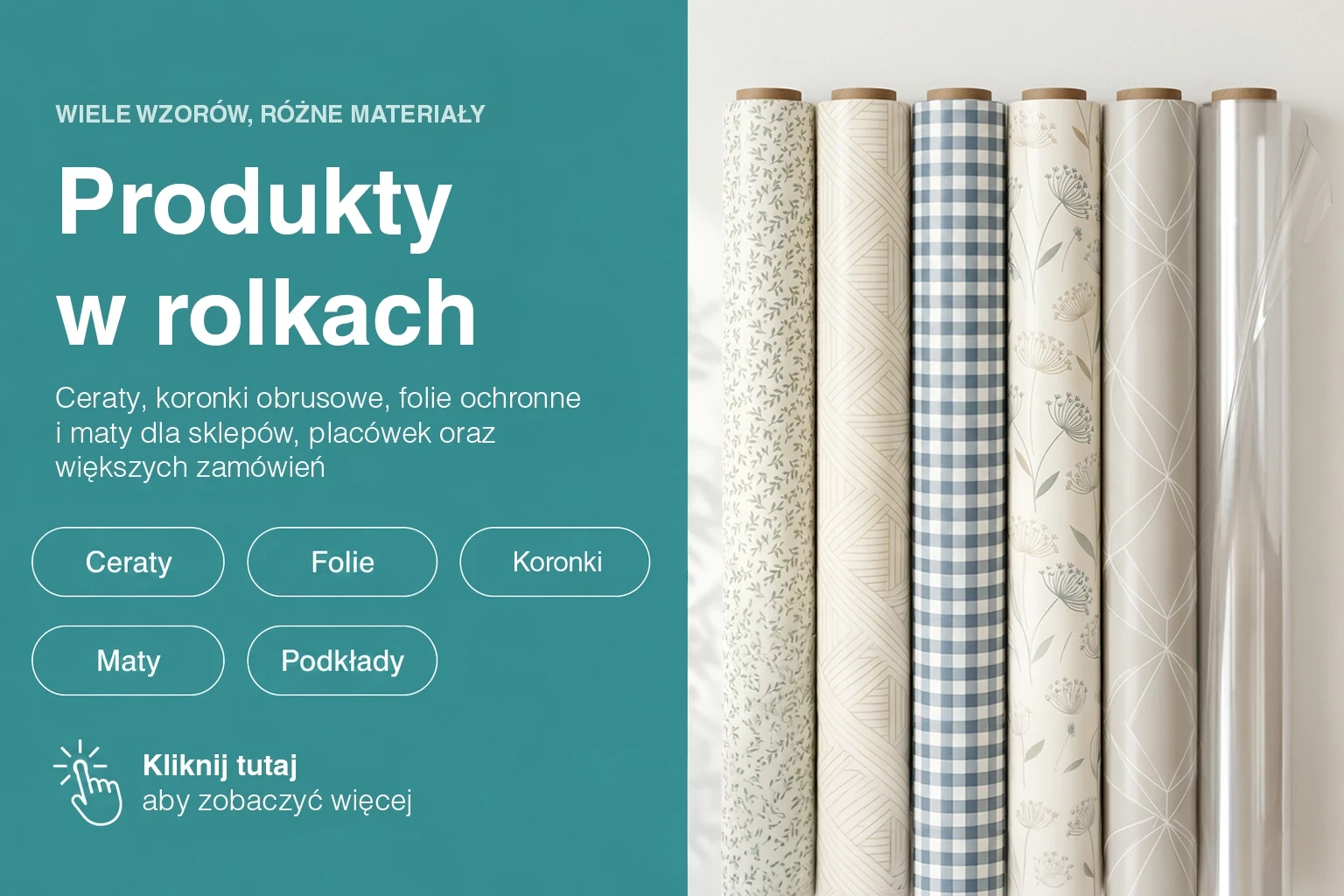Ceraty, folie i maty w rolkach – produkty Tekstylia Domowe