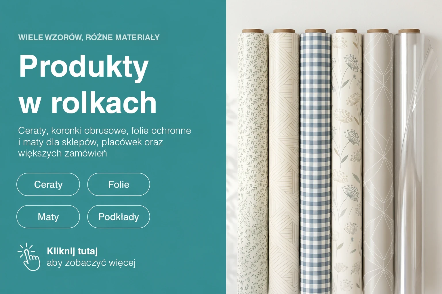 Ceraty, folie i maty w rolkach – produkty Tekstylia Domowe