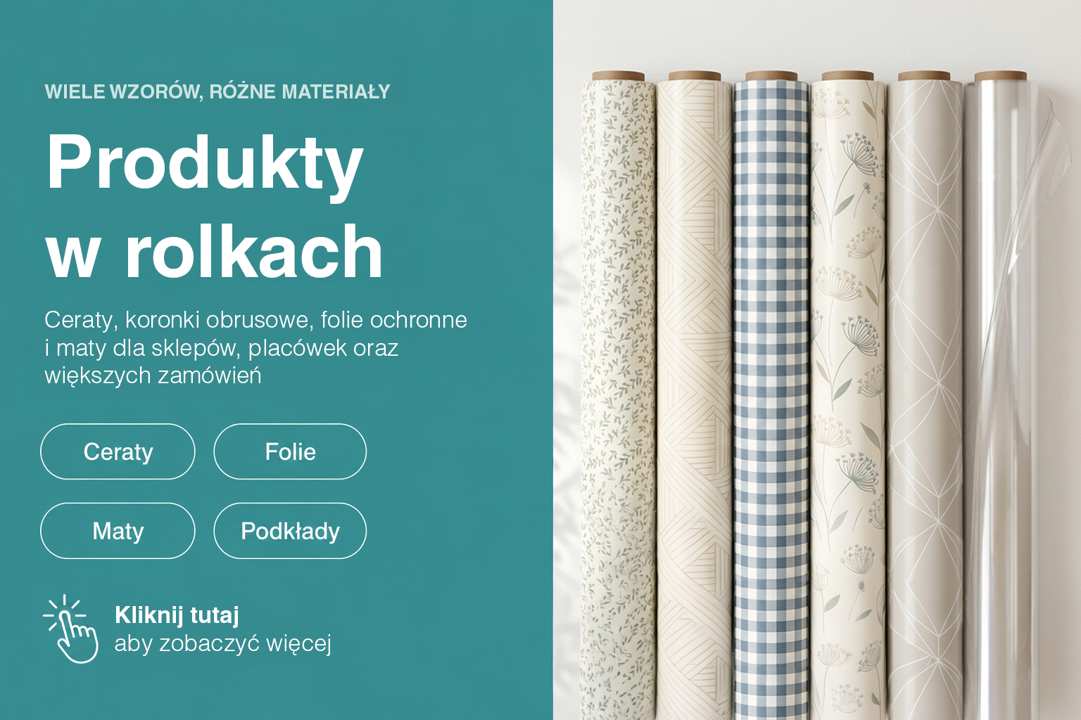 Ceraty, folie i maty w rolkach – produkty Tekstylia Domowe